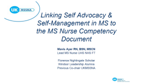 Linking Self Advocacy & Self-Management in MS to the MS Nurse Competency